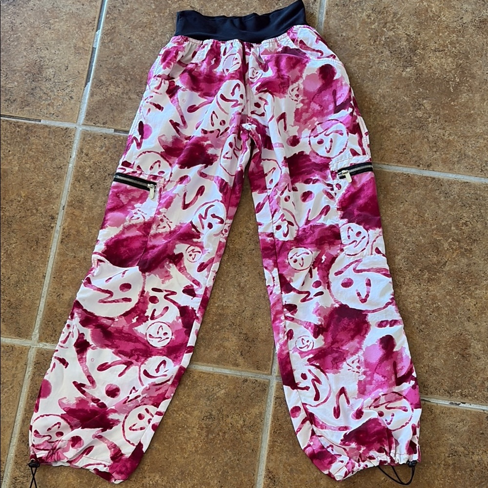 Pink and White Graphic Joggers